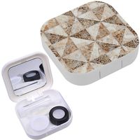 Portable Contact Lens Case Box Travel Kit Mirror + Bottle + Tweezers Container Holder [ Marble Brown ]