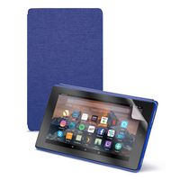 Fire HD 8 Tablet (8" HD Display, 16 GB) - Blue + Amazon Fire HD 8 Tablet Case, Cobalt Purple + NuPro Clear Screen Protector (2-Pack)