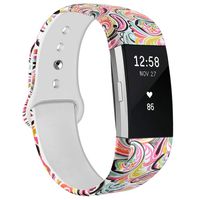 NAHAI Bands Compatible with Fitbit Charge 2, Soft Silicone Pattern Printed Replacement Bands Adjustable Sport Wristbands Strap Accessories for Fitbit Charge 2, Women Men, Large, Water Wave
