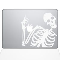 The Decal Guru 2079-MAC-12M-W Skeleton Waves Hi Decal Vinyl Sticker, White, 12" MacBook