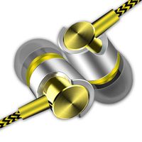 Tuscom Universal 3.5mm in-Ear Stereo Wired Earbuds Earphone with 1.2M Knitted Cable,Built-in Hands-Free Microphone, (Yellow)