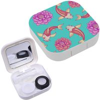 Portable Contact Lens Case Box Travel Kit Mirror + Bottle + Tweezers Container Holder [ Traditional Japanese Fancy ]