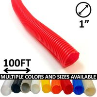 Electriduct 1" Split Wire Loom Tubing Polyethylene Flexible Conduit (1 Inch ID) - Red- 100 Feet