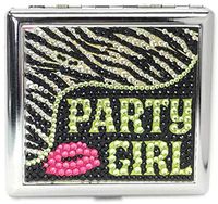 Metal Party Girl Rhinestone Cigarette Case, Fit King Size, 3102PARTYPG