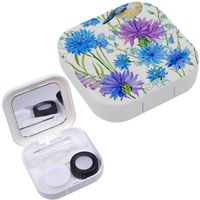 Portable Contact Lens Case Box Travel Kit Mirror + Bottle + Tweezers Container Holder [ Corn Flower Little Bird ]