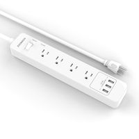 ZOOMACH Surge Protector Power Strip with USB Charging Ports and 5 Ft Extension Cord, Multi Outlet Power Strip with 2100 Joule, 1875W/15A (W-4Outlet, White)