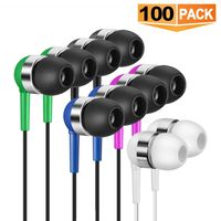 Bulk Earbuds Earphones Wholesale Headphones - Soundpretty 100 Pack Multi Color Bundle Disposable in Ear Ear Buds for Kids School Classroom Students Library