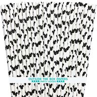 Mickey Mouse Inspired Paper Straws - Mouse Ears - Black White - 100 Pack - Outside the Box Papers Brand