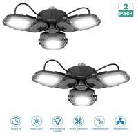 2 Pack 80W LED Garage Lights, Deformable Garage Light with 3 Adjustable Wings, 8000LM, E26 LED Shop Light, Barn Light, High Bay Light, Ceiling Lighting Fixture for Warehouse (No Motion Detection)