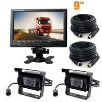 9 inch TFT Car Vehicle Rearview Monitor + 2 x 4Pin 18 LED IR Night Vision Reversing Parking Backup Camera 15m 49ft Cable Long Bus Truck Motorhome Trailer Caravan Waterproof 12V-24V