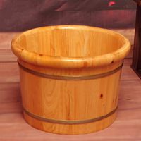 FOOTDQ Wood Health Care Foot Bath Sauna Foot Soaking Basin Massage Basin Foot Bath Spa for Family (Color : with Massage Wheel, Size : 26cm)