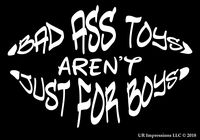 UR Impressions Bad Ass Toys aren't Just for Boys Lips Shaped Decal Vinyl Sticker Graphics for Cars Trucks SUV Vans Walls Windows Laptop|White|7.5 X 5 Inch|URI268-W