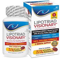 Lipotriad Visionary 1 Per Day AREDS 2 Eye Vitamin & Mineral Supplement | All 6 key ingredients in the AREDS 2 Study | Dye Free, Low Zinc, Safe for Smokers, Easy to Swallow | 2 Mo Supply - 60ct