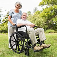 24 Inch Smartly Designed Folding Medical Wheelchair Lightweight, Detachable Desk Arm, Elevating Leg Rests, Space Saving