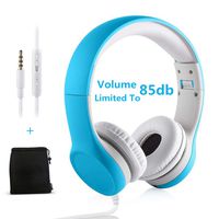 Kids Headphones Volume Limiting Yusonic Ear Foldable Small Kid Headphones Toddlers headsets for School Boys Girls Children ipad Compatible （Light Blue）
