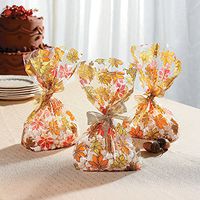 Fun Express - Fall Leaves Cello Bags (12pc) for Party - Party Supplies - Bags - Cellophane Bags - Party - 12 Pieces