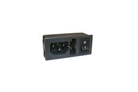 Interpower 83510160 Three Function Single Fused Power Entry Module, C14 Inlet, Single Fused, Switch, 1-2mm Panel Thickness, 10A/6A Current Rating, 250VAC Voltage Rating