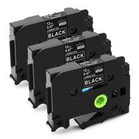 3-Pack White on Black Label Tape, Unistar Replace P Touch Label Tapes TZ TZe Laminated Tape 12mm 0.47 Laminated Compatible with Brother Label Maker PTH110 PTD210 PTD200 PT1180 PT1750 PT2030 PT1010