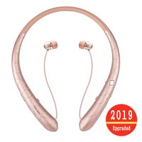 Bluetooth Headphones, Wireless Headset Retractable Earbuds Neckband Sports Sweatproof Earphones with Mic by ZSW Tech (2019 Upgraded Version, 15 Hours Play Time) (Rose2)