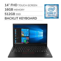 Lenovo ThinkPad X1 Carbon Gen 7 2019 14 FHD Touch-Screen Laptop Notebook Computer, Intel Core i7-8565U 1.80 GHz, 16GB RAM, 512GB SSD, Backlit Keyboard, No DVD, Wi-Fi, Bluetooth,Webcam,HDMI, Windows 10