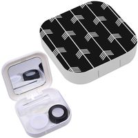 Portable Contact Lens Case Box Travel Kit Mirror + Bottle + Tweezers Container Holder [ Arrow Black ]
