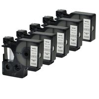 5PK D1 Label Tape 43610 Black on Clear Labeling Cassette Cartridge Compatible for Dymo LabelManager,1/4 Inch X 23Feet(6mmx7m)