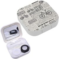 Portable Contact Lens Case Box Travel Kit Mirror + Bottle + Tweezers Container Holder [ Newspaper Different ]