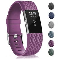 Bands Replacement Compatible for Fitbit Charge 2, Adjustable Wrist Accessories Sport Wristbands for Women&Men (Deep Purple-L, Large)