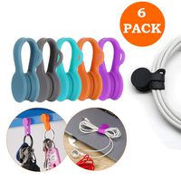 Magnetic Cable Clips 6 Pack, Ixaer Cable Organizers Magnetic Cord Winder Wrap Keeper for Headphones/USB Cable, Silicone Earphone Cable Bookmarks Keychain Clips Organizer for iPhone/iPad/Galaxy