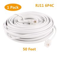 Uvital 50 Feet Telephone Landline Extension Cord Cable Line Wire with Standard RJ-11 6P4C Plugs(White 15.3M,1Pack)