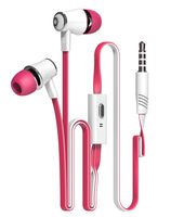 New Fashion Candy Color Original Earphones with Microphone Super Bass Noodle Line Earbuds Headphones Headset For iphone 6 6s Xiaomi Smartphone (Rose red)
