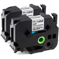 Label KINGDOM Compatible with P-Touch Strong Adhesive Label Tape TZe- S951 TZ- S951, Black on Silver, 24mm x 8m, 0.94 Inch x 26.2 Feet, Use for PT-2420, 2430, 2450, 2460 Label Maker, 2-Pack