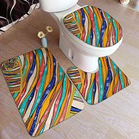 Fabric Microfiber Bathroom Contour Rugs Combo,Set of 3 Soft Shaggy Non Slip Bath Shower Mat Rectangle-Shaped U-Shaped and O-Shaped Toilet Floor Rug