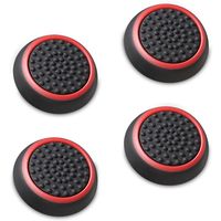 Fosmon (Set of 4) Analog Stick Joystick Controller Performance Thumb Grips for PS4, PS3, Xbox One, Xbox 360, Wii U (Black and Red)