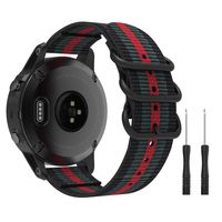 MoKo Band Compatible with Garmin Fenix 5S/Fenix 5S Plus Smart Watch, Fine Woven Nylon Adjustable Replacement Strap with Metal Buckle - Black & Green & Red