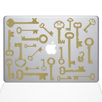 The Decal Guru Skeleton Keys MacBook Decal Vinyl Sticker - 12" MacBook - Gold (1266-MAC-12M-G)