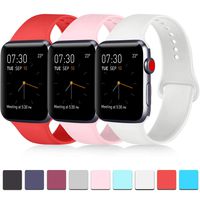 Pack 3 Compatible with Apple Watch Band 42mm, Soft Silicone Band Compatible iWatch Series 4, Series 3, Series 2, Series 1 (Orange Red/Pink/White, 42mm/44mm-M/L)