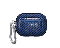 MEIQING Airpods Pro Case with Keychain Ultra Slim Waterproof Shockproof Carbon Fiber Texture Protective Cover for Airpods Pro / 3 Generation Charging Accessories (Blue)