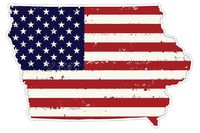CustomDecal US Iowa State (J16) USA Flag Distressed Vinyl Decal Sticker Car/Truck Laptop/Netbook Window