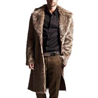 Mens Warm Jacket Plus Thickening Long Coat Fake Fur Outwear Cardigan-Todaies Mens Warm Parka (S, Brown)