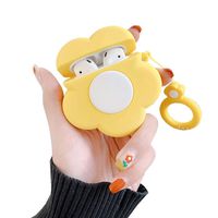 UnnFiko Super Cute Floral Airpods Case, 3D Cartoon Soft Silicone Protective Sweet Cute Creative Airpods 1 & 2 Portable Cover with Finger Loop (Flower Yellow)