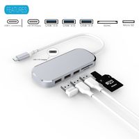 USB C Hub Adapter, 6 in 1Type C Adapter,3-Port USB 3.0 HUB,Type C PD Charging Port,SD/Micro SD Card Reader For Macbook Pro 2016/2017,Google ChromeBook and more