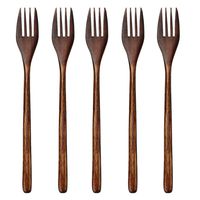 Xigeapg Wooden Forks, 5 Pieces Eco-friendly Japanese Wood Salad Dinner Fork Tableware Dinnerware for Kids Adult (5 Pieces No Rope Wooden Forks)