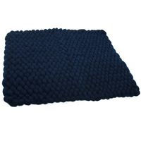 Handcraft Newborn Photography Props Knit Blanket Baby Photo Basket Props Stuffer Filler Mat, Acrylic Soft 17.7x15.7inch (Dark Blue)