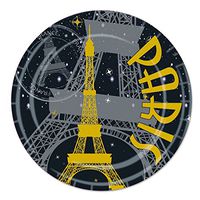 Pack of 96 Disposable Black, Gray and Gold Paris Eiffel Tower Dinner Plates 9"