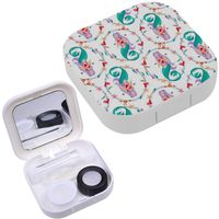 Portable Contact Lens Case Box Travel Kit Mirror + Bottle + Tweezers Container Holder [ Mermaids Heart Pierced Arrow ]