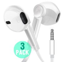 Earphone Headphones, Boost+ Premium Stereo Earbuds with Microphone, Volume Control, Tangle Free Corded Audio Headphones with 3.5mm Port for PCs, Laptop, Tablet, Cell Phones, MP3/MP4 Player, 3-Pack