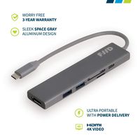 [New 2019] USB C Hub with HDMI by FWD Goods, Compatible with Apple MacBook or Any USB C Laptop, Includes 2X USB 3.0 Ports, HDMI 4K, SD/Micro Card Reader + Power Delivery, Aluminum Case, Travel Pouch
