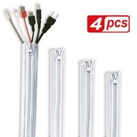 StangH Cable Management Sleeve White - Cord Organizer System Flexible Wire Hider Cover with Zipper, Avoid Messy Cables for PC Office/Computer/Home Theater, 19 Inch, Greyish White, 4 Pieces