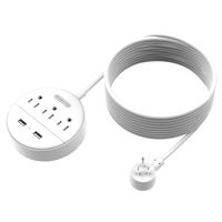Power Strip with USB, NTONPOWER Flat Plug Power Strip, 15 ft Extra Long Extension Cord, 3 Outlet 2 USB Desktop Charging Station Wall Mount for Home, Dorm Room, Office and Nightstand - White - White